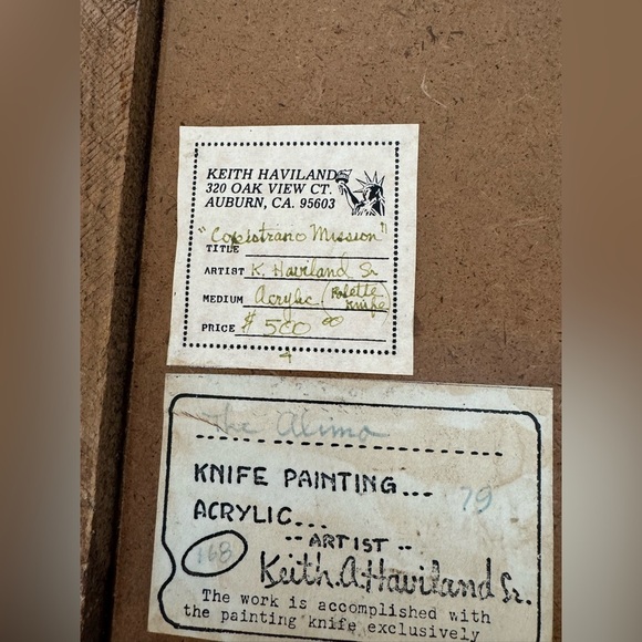 Vintage Framed Architectural The Alamo knife‎ painting acrylic - Picture 2 of 4